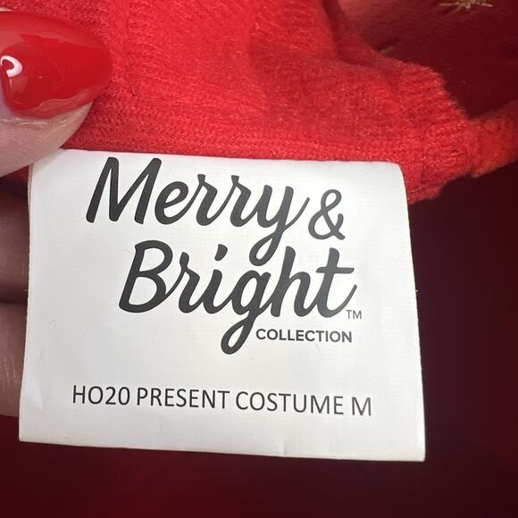 Merry Bright M Medium Dog Cat Costume Christmas Present Holiday Apparel Red Bow - Picture 6 of 7